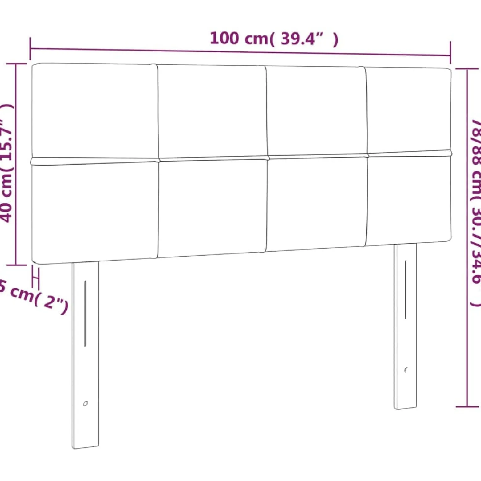 Wezgłowie Różowe 100 cm Aksamit Low vidaXL