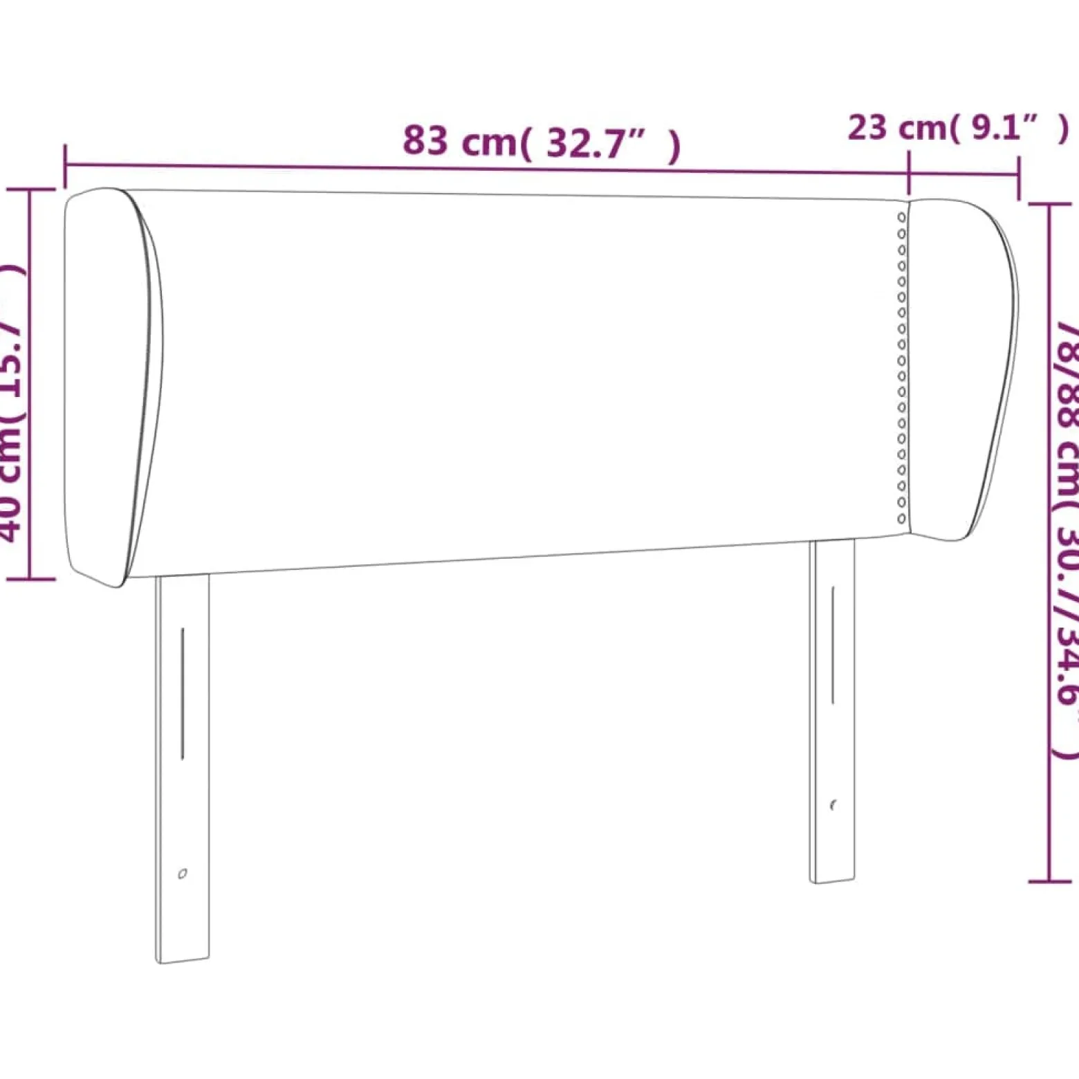 Wezgłowie Szary 83 x 23 x 78/88 cm Tkanina vidaXL