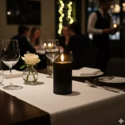 Świeczka LED Ozdobna Czarna, Dekoracyjne Żłobienia, Φ7,5cm Wysokość 10cm