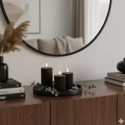 Świeczka LED Ozdobna Czarna, Dekoracyjne Żłobienia, Φ7,5cm Wysokość 10cm