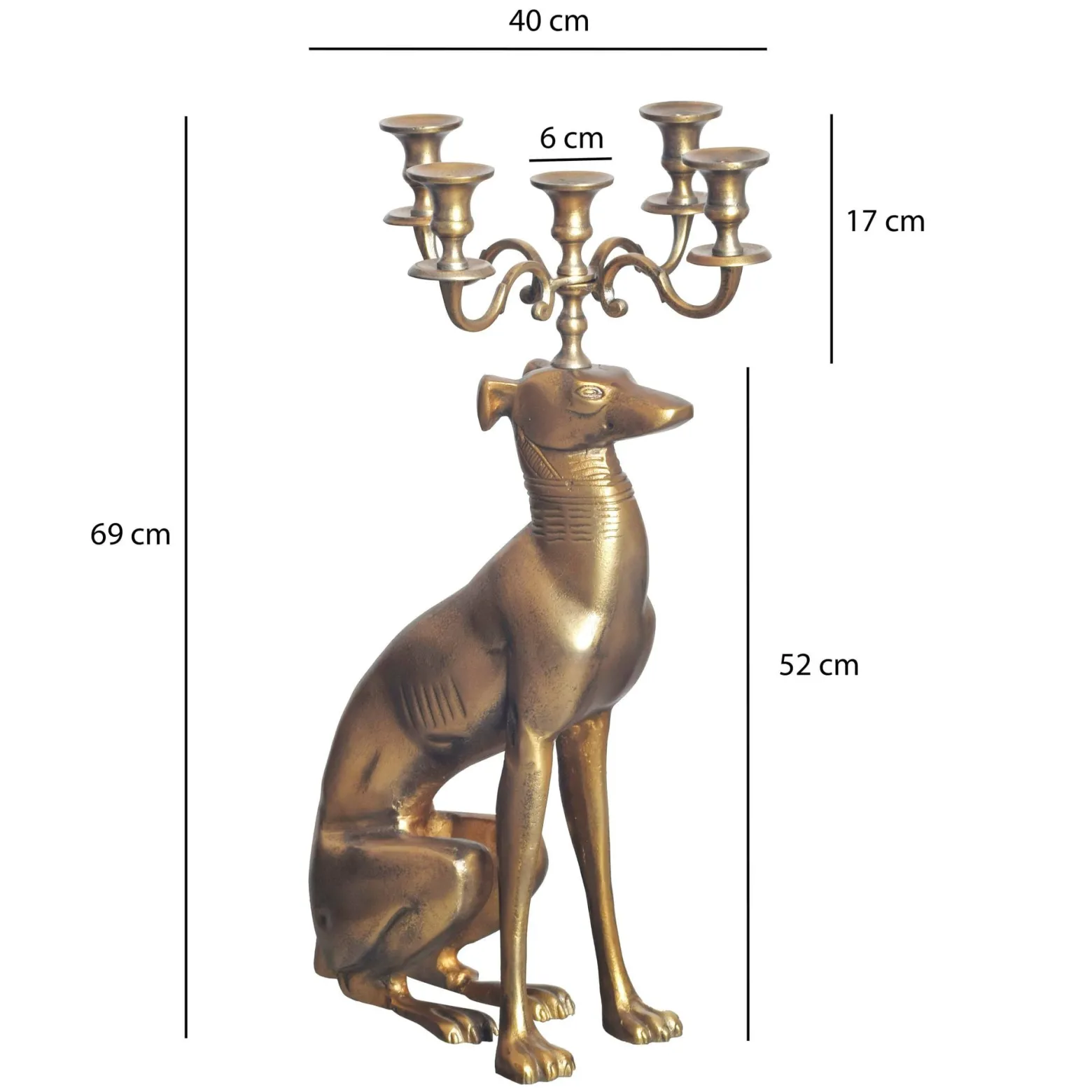 Świecznik Chartreux Złoty Aluminium 69 cm 5-ramienny Stojak na Świece
