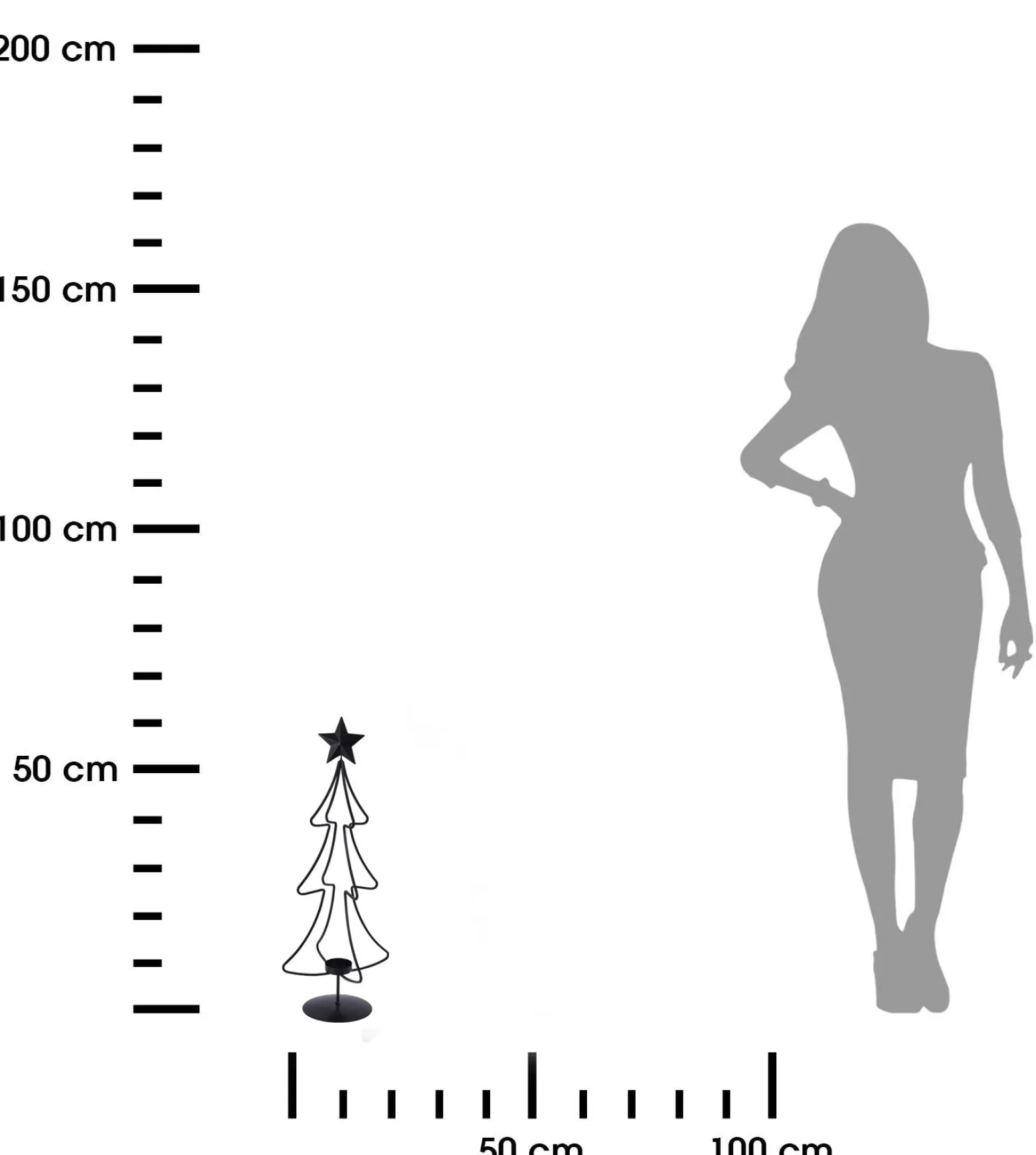 Świecznik choinka na tealighta 55 cm czarny świąteczny