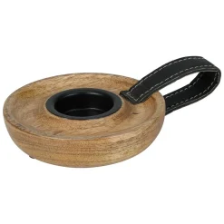 Świecznik na tealight z drewna mango 11 cm brązowy