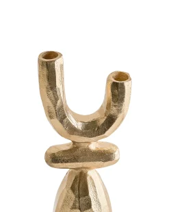Świecznik retro metalowy 33 cm złoty