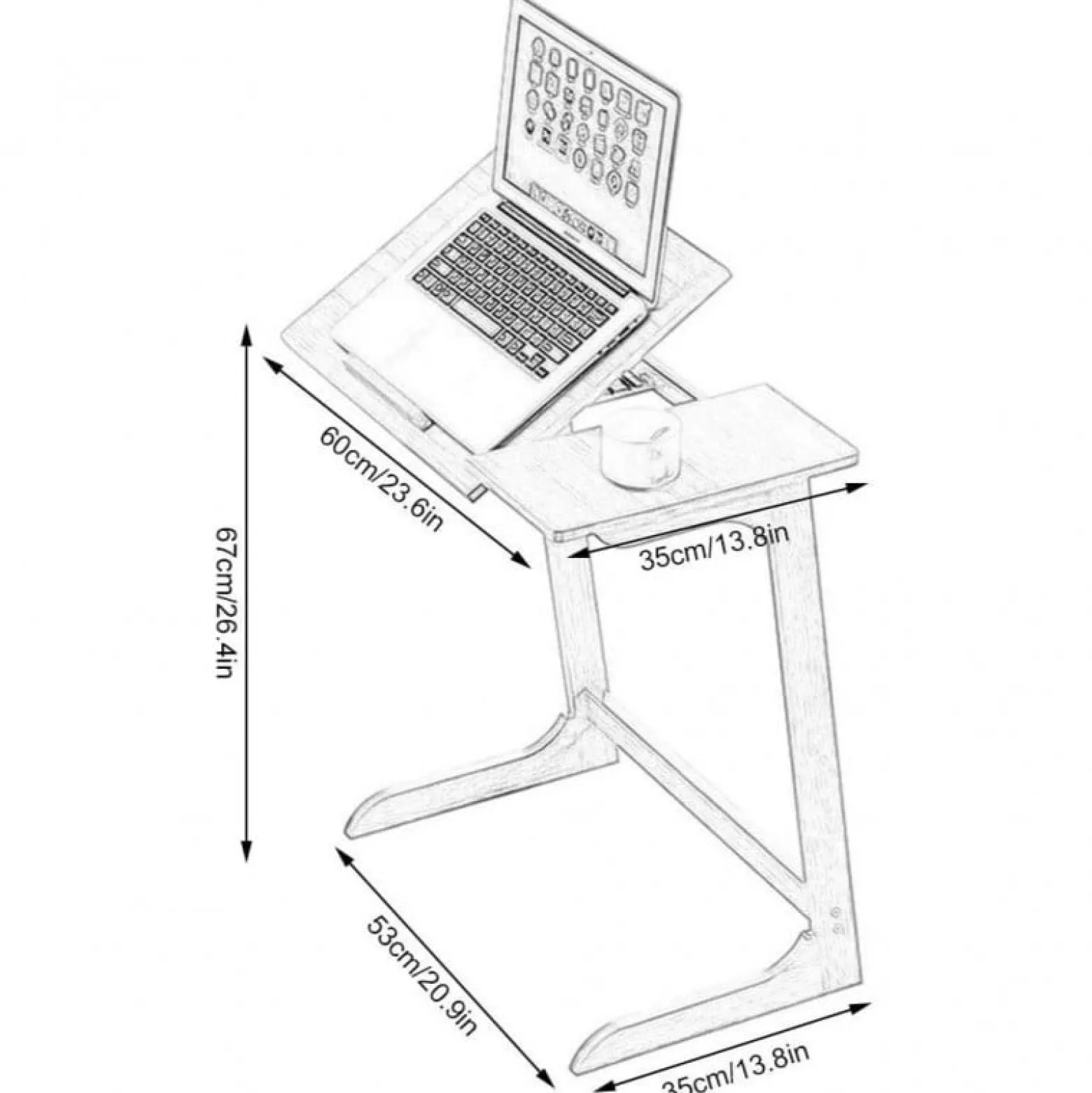 Wielofunkcyjne Biurko Stolik Pod Laptop Tablet, Składane 60 X 35 Cm Stl21