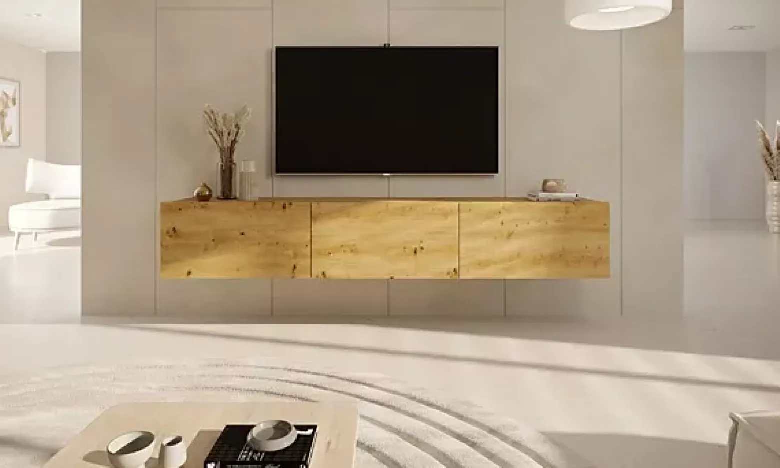 Wisząca szafka RTV dąb artisan - Tieno