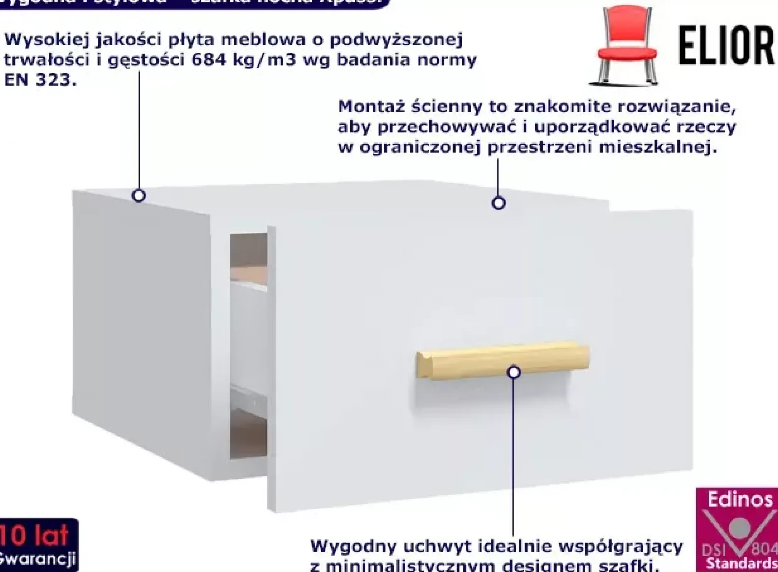 Wisząca szafka nocna z szufladą - Ornix