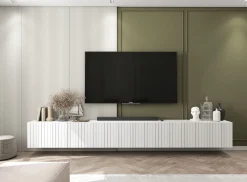 Wisząca Szafka RTV Glamour Komoda RTV Biały MAT 300cm