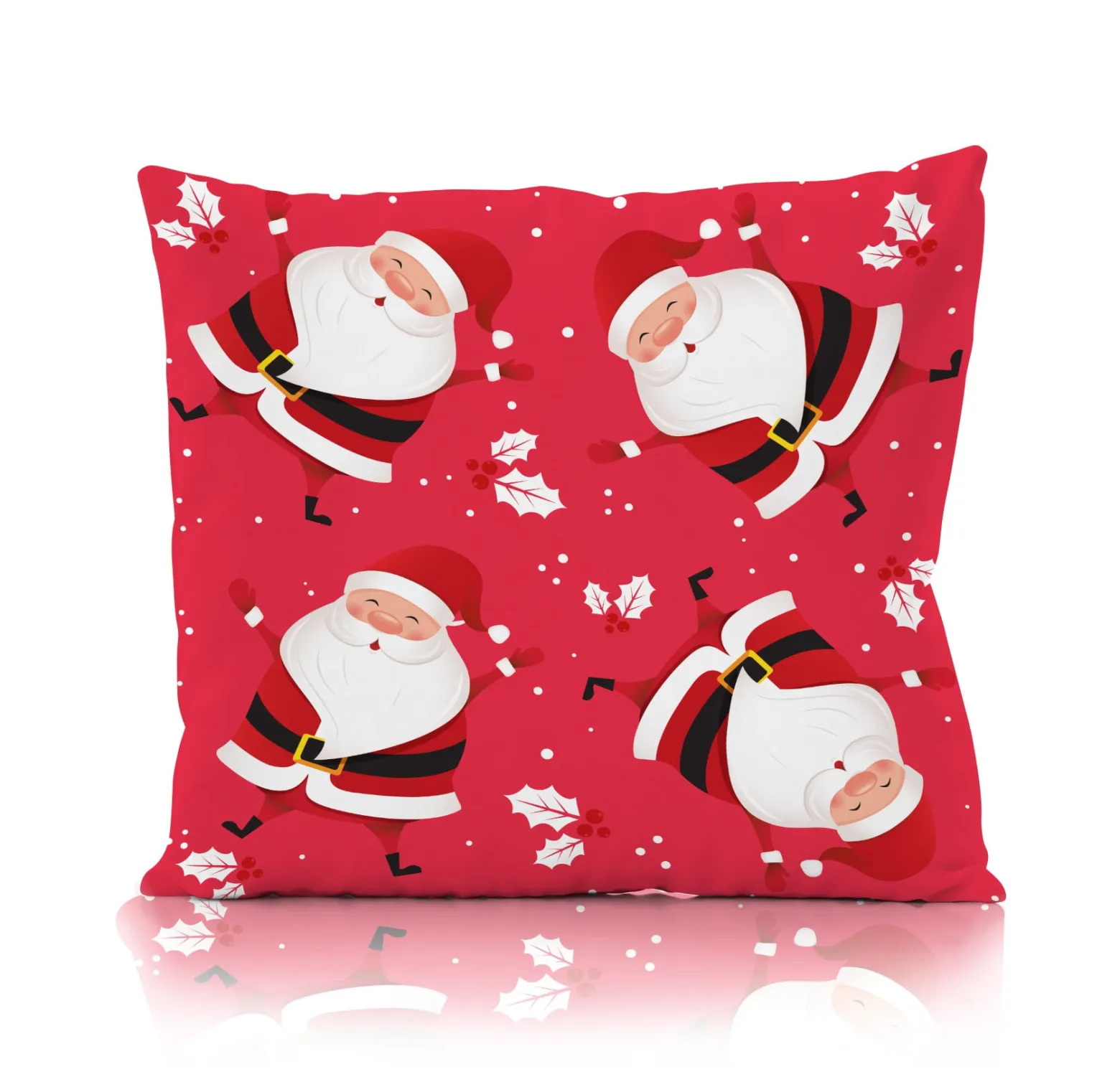 Świąteczna poszewka na poduszkę HOLLY JOLLY 45x45 Mikołaje
