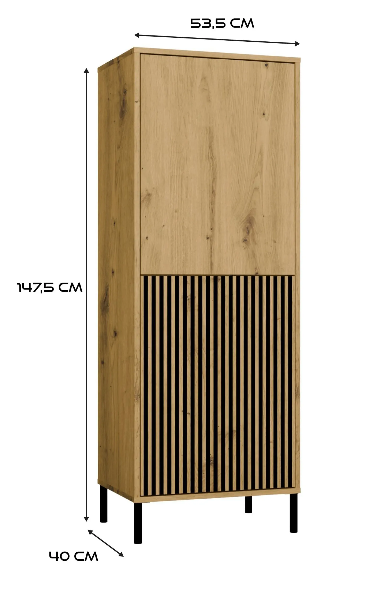 Witryna KAMARO 2DK SLIM/GŁADKI DĄB ARTISAN Lamele