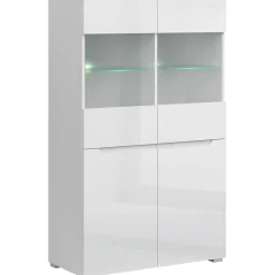 Witryna do Salonu Niska MIST 90 cm Biały połysk Nowoczesna