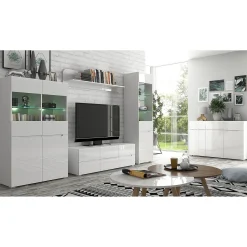 Witryna do Salonu Niska MIST 90 cm Biały połysk Nowoczesna