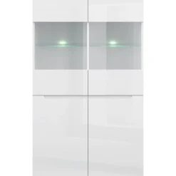 Witryna do Salonu Niska MIST 90 cm Biały połysk Nowoczesna