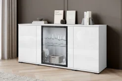Witryna FARO 150 cm biały/biały połysk