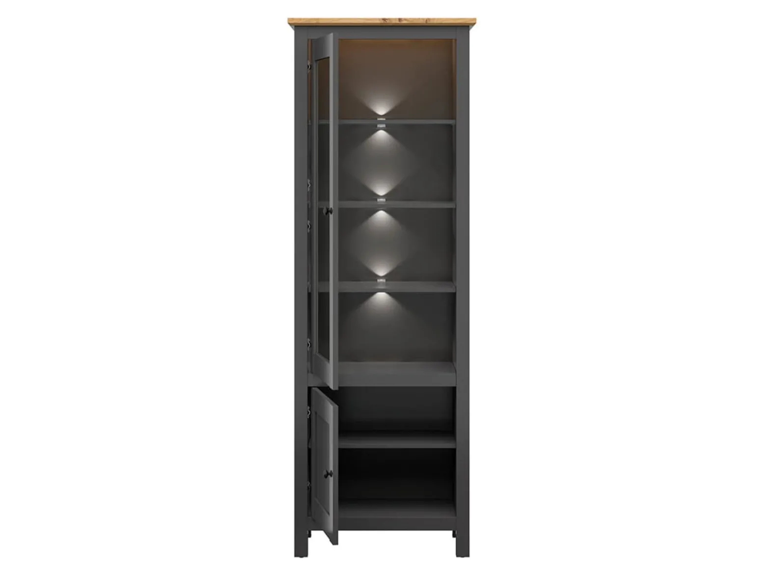 Witryna Hesen 71 cm z 2 drzwiami grafitowa