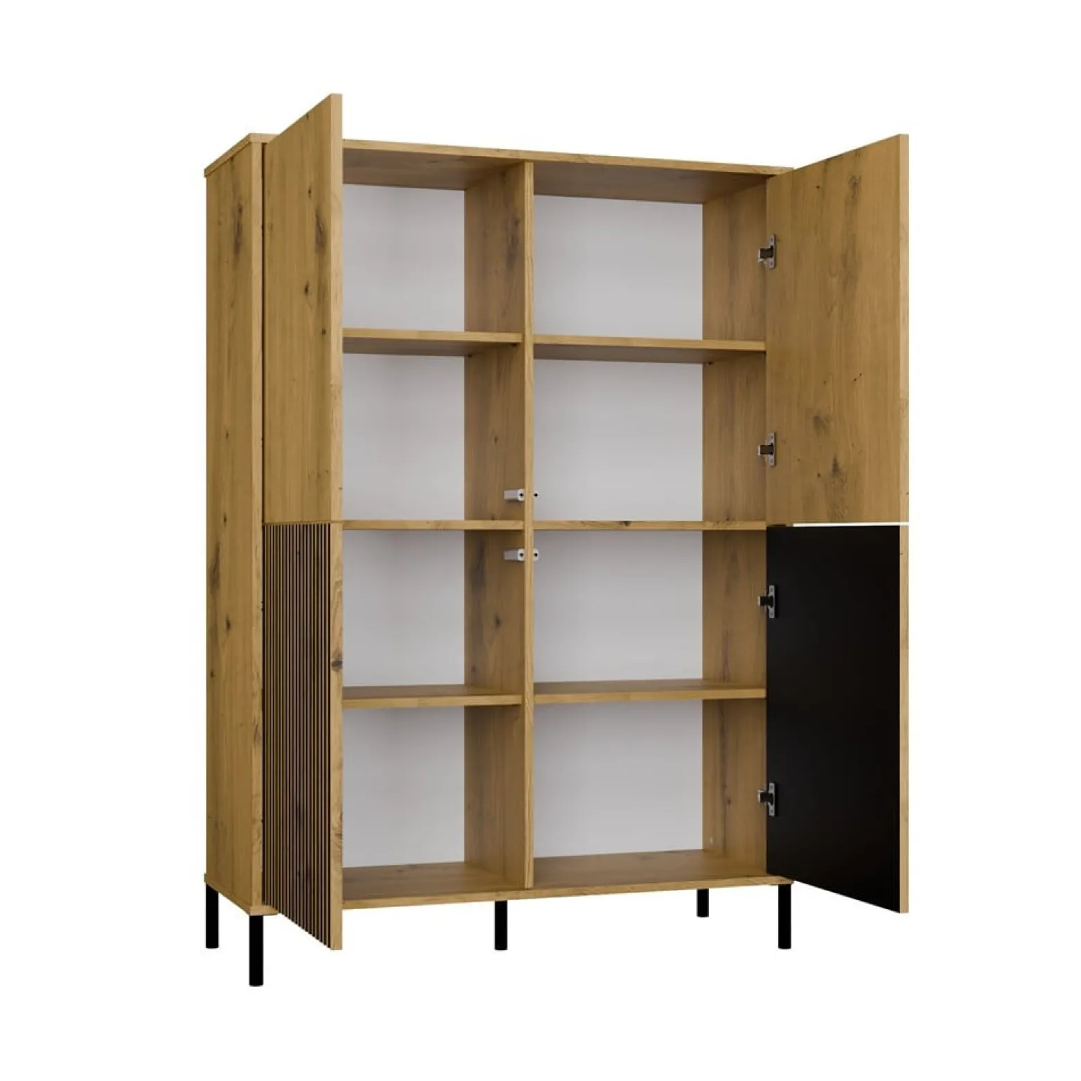 Witryna KAMARO 4DK Slim/Gładki Dąb Artisan 4 Drzwi Lamele