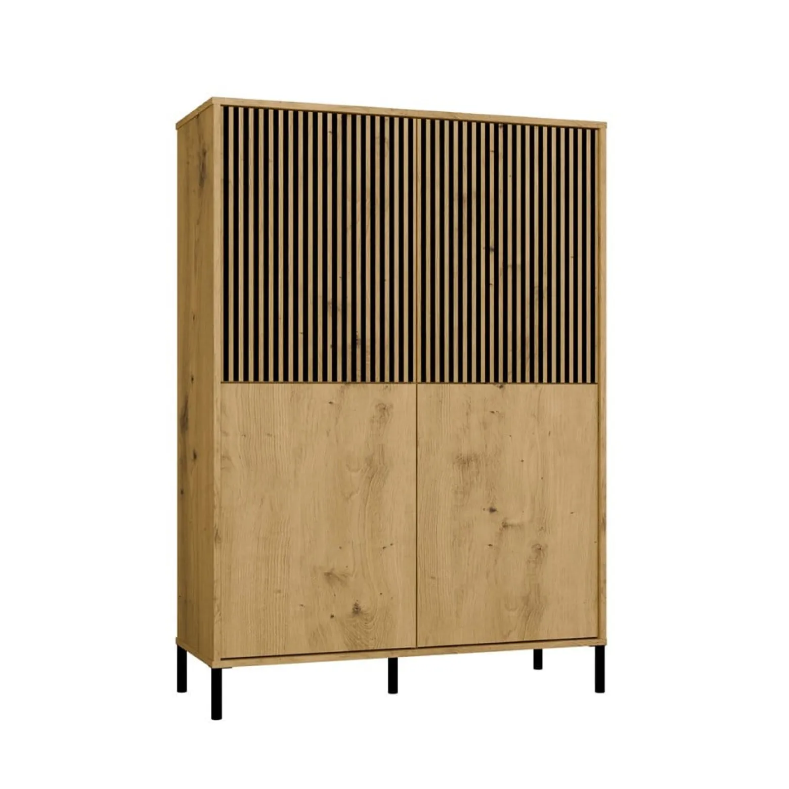 Witryna KAMARO 4DK Slim/Gładki Dąb Artisan 4 Drzwi Lamele