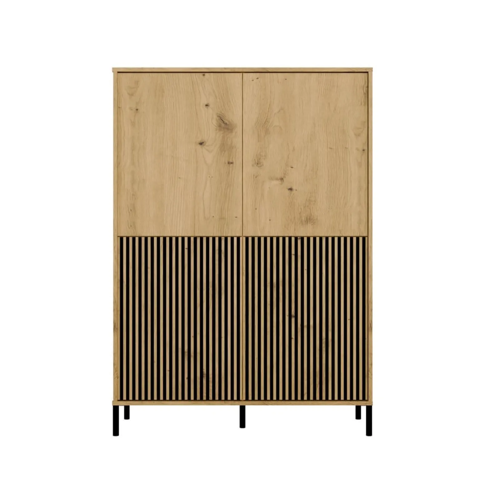 Witryna KAMARO 4DK Slim/Gładki Dąb Artisan 4 Drzwi Lamele