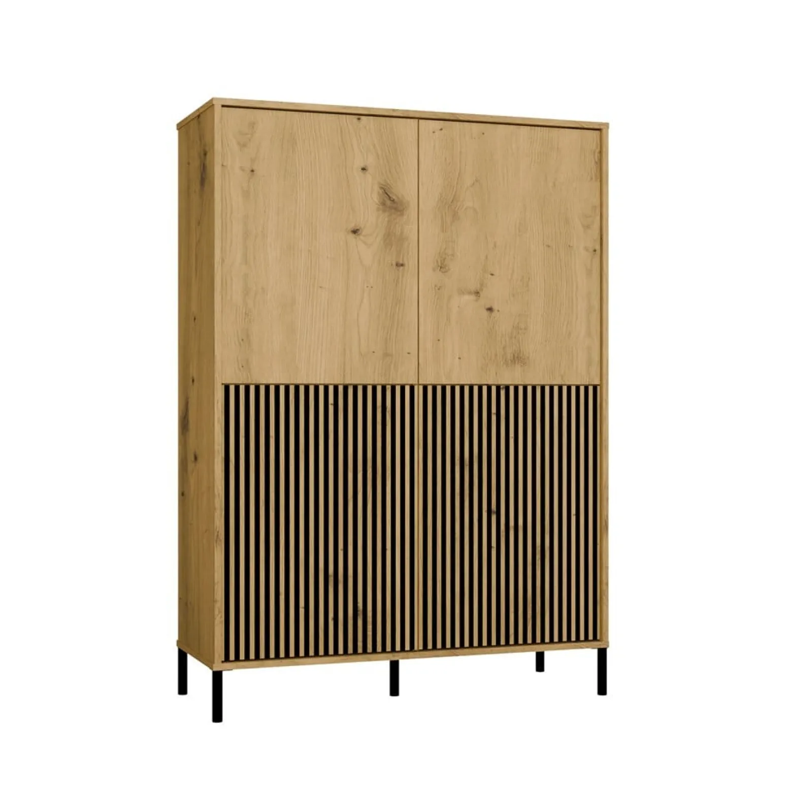 Witryna KAMARO 4DK Slim/Gładki Dąb Artisan 4 Drzwi Lamele
