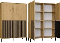 Witryna KAMARO 4DK Slim/Gładki Dąb Artisan 4 Drzwi Lamele