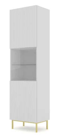 Witryna Ravenna B 1D frez MDF biały mat + RAMA ZŁOTA