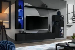 Witryna wisząca czarny połysk SWITCH 120 cm + LED