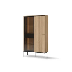 Witryna wysoka VISSO VI-01 z oświetleniem LED dąb linearny