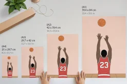 Wydruki na płótnie A4 Koszykarz pastelowy róż piłka w locie sport