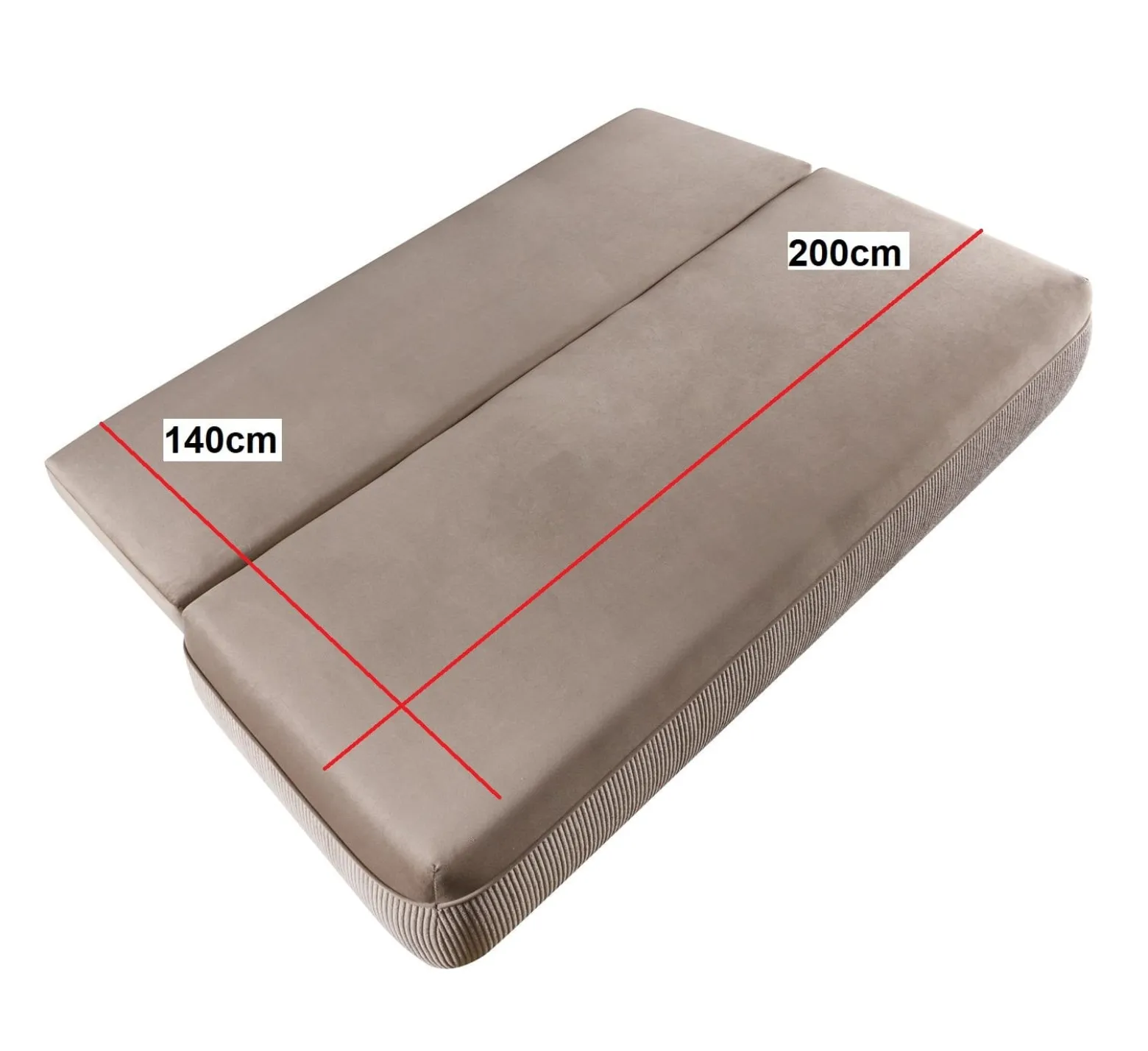 Wygodna sofa sztruksowa ADDA Ciemnoszara – funkcja spania, mechanizm DL