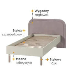 Wygodne kaszmirowe łóżko pojedyncze pokoju młodzieżowego JUNA