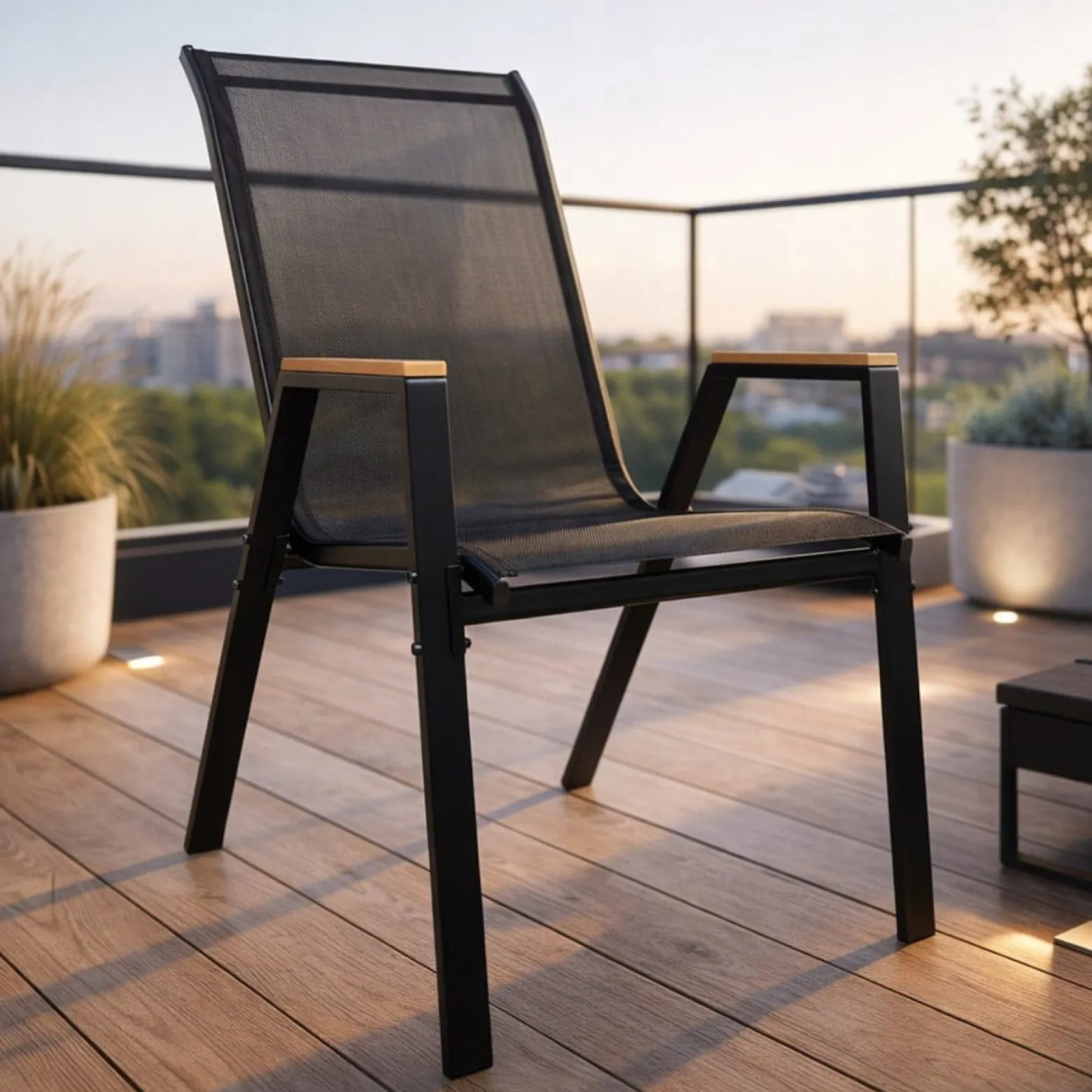 Wygodne metalowe nowoczesne krzesło ogrodowe taras balkon Pola KD czarne
