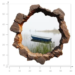 Wyrwa w ścianie malowniczy pejzaż naklejka dziura 3D 60x60