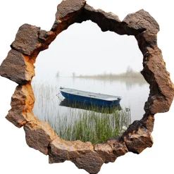 Wyrwa w ścianie malowniczy pejzaż naklejka dziura 3D 60x60