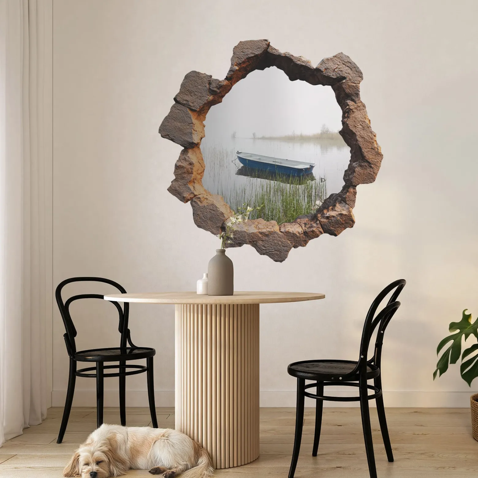 Wyrwa w ścianie malowniczy pejzaż naklejka dziura 3D 60x60