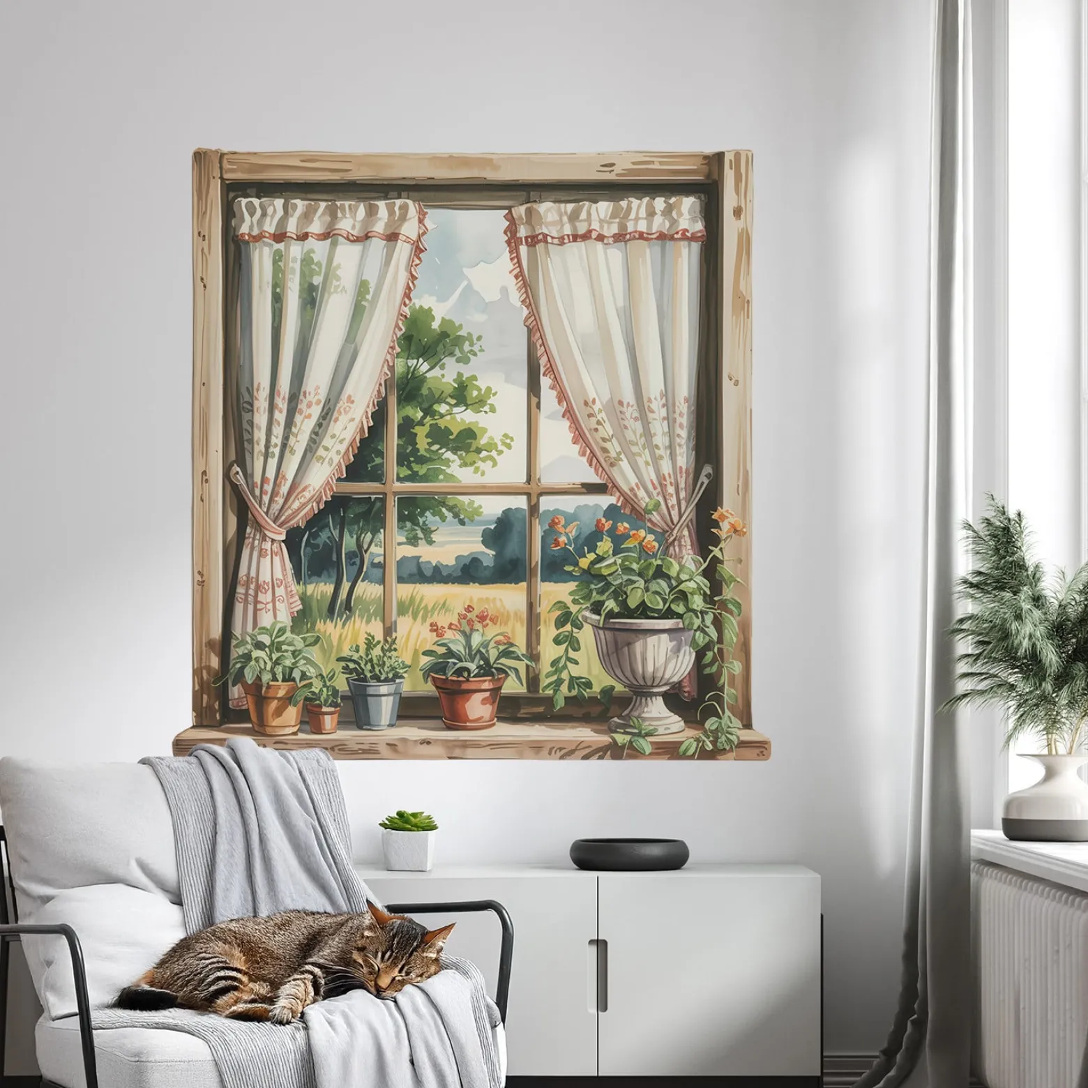 Wyrwa w ścianie sielskie okno naklejka dziura 3D 78x80