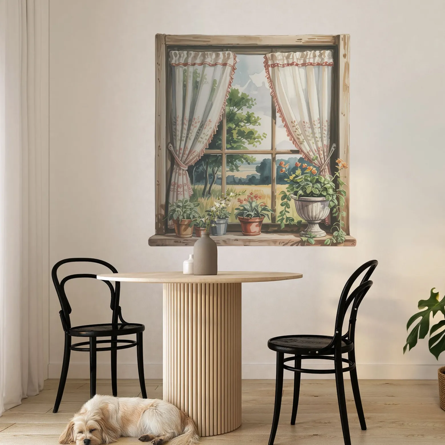 Wyrwa w ścianie sielskie okno naklejka dziura 3D 78x80