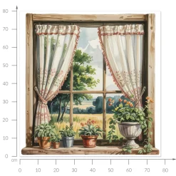 Wyrwa w ścianie sielskie okno naklejka dziura 3D 78x80
