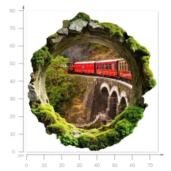 Wyrwa w ścianie zielony widok naklejka dziura 3D 74x80
