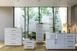 Wysoka Komoda Biała Sypialnia Salon na Połysk