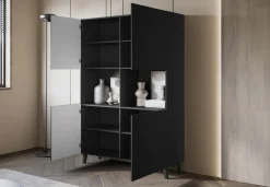 Wysoka komoda LOKET 160 cm czarny grafit/czarny MDF wzór M3