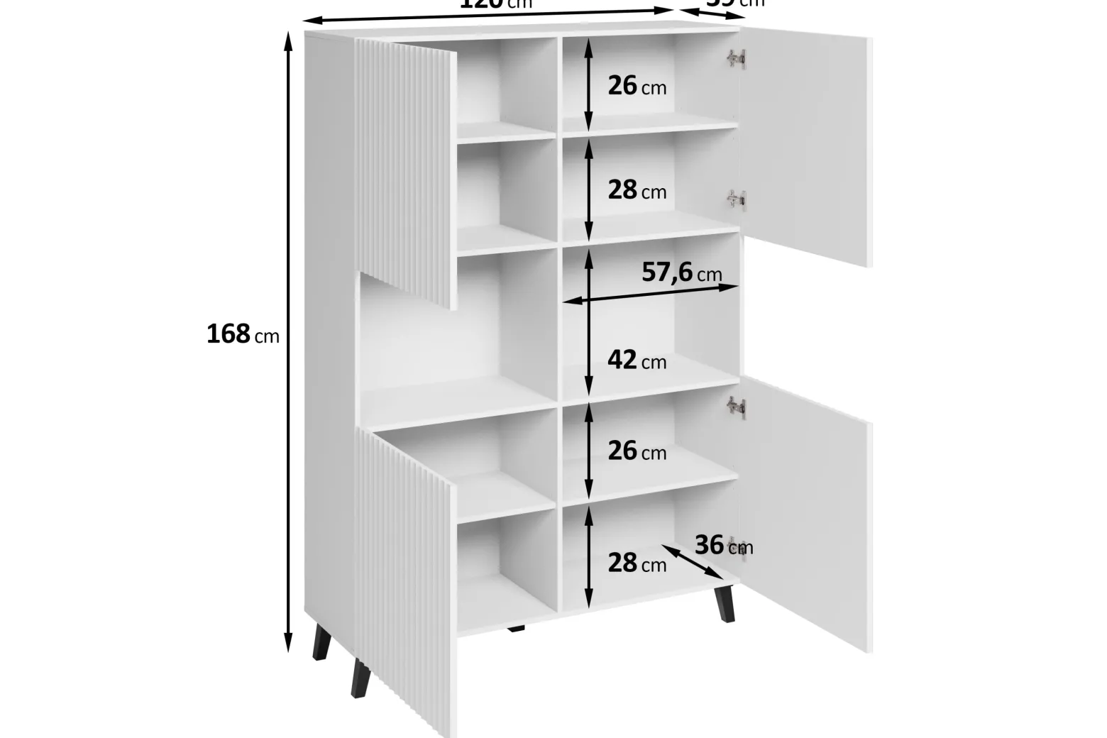 Wysoka komoda LOKET 160 cm czarny grafit/czarny MDF wzór M3