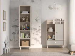 Wysoka Komoda z Szufladą Do Pokoju Dziecięcego 80 cm MEVEL Szara Beż