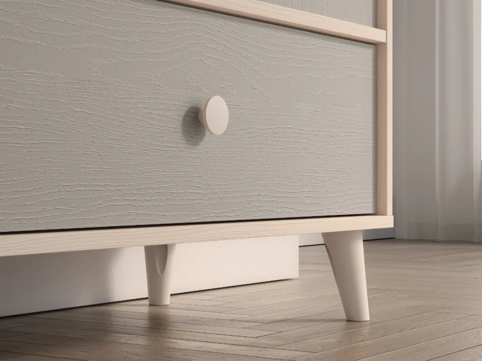 Wysoka Komoda z Szufladą Do Pokoju Dziecięcego 80 cm MEVEL Szara Beż