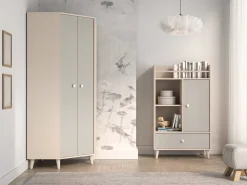 Wysoka Komoda z Szufladą Do Pokoju Dziecięcego 80 cm MEVEL Szara Beż