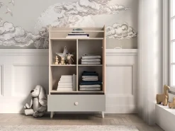 Wysoka Komoda z Szufladą Do Pokoju Dziecięcego 80 cm MEVEL Szara Beż