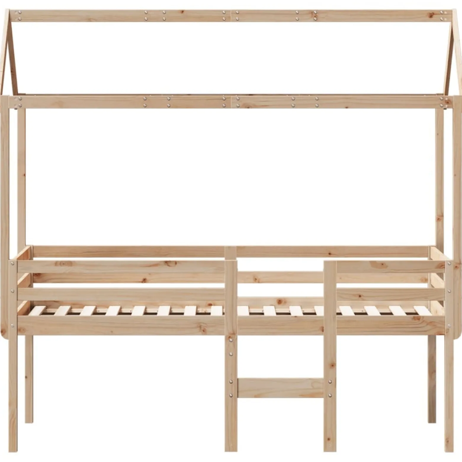 Wysokie łóżko z dachem 80x200 cm lite drewno sosnowe