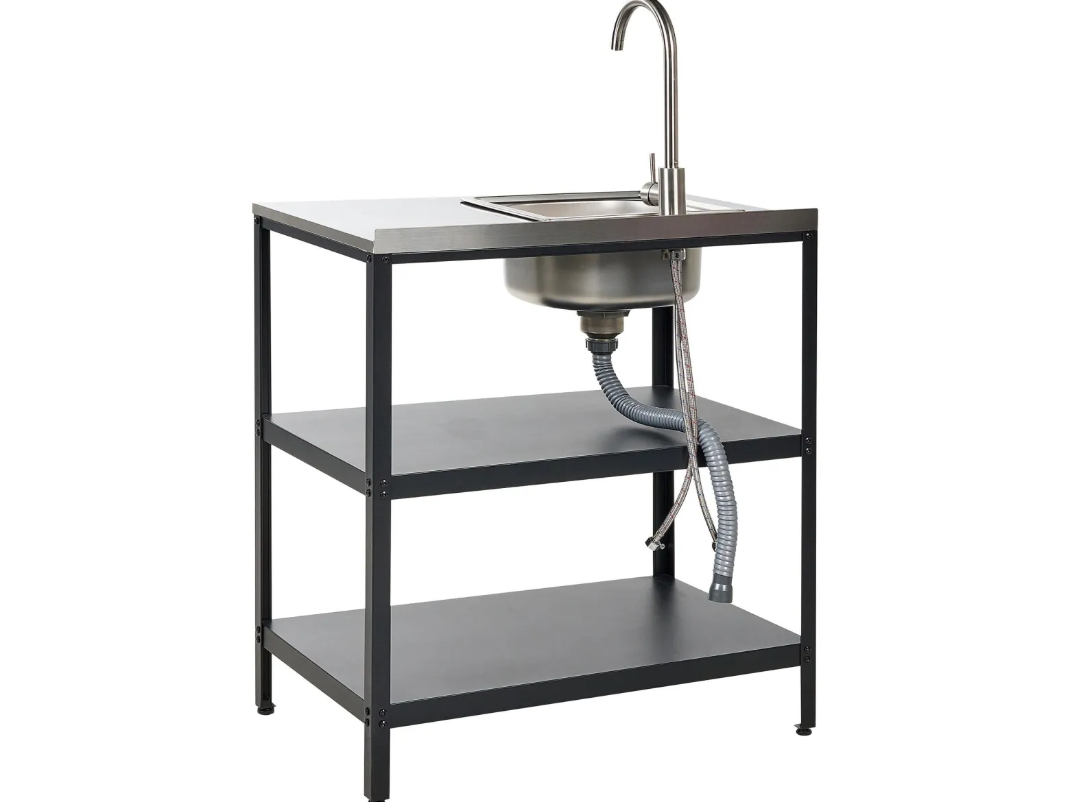 Wyspa kuchenna ogrodowa 2 półki czarna 80x50x92