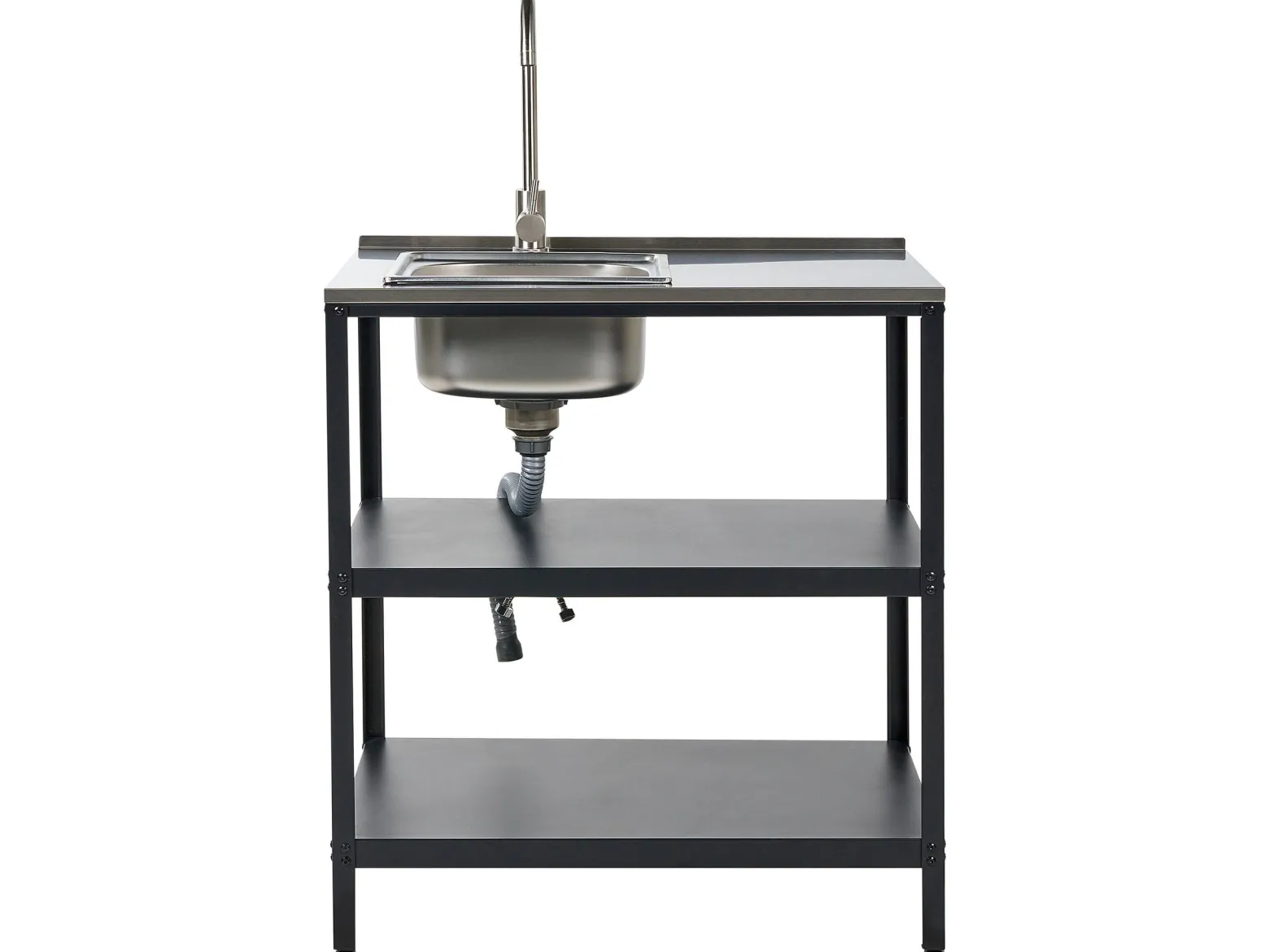Wyspa kuchenna ogrodowa 2 półki czarna 80x50x92