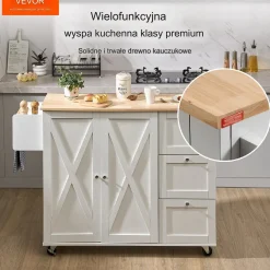 Wyspa kuchenna stół barowy regał szafka kredens na kółkach 143x68 cm