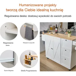 Wyspa kuchenna stół barowy regał szafka kredens na kółkach 143x68 cm